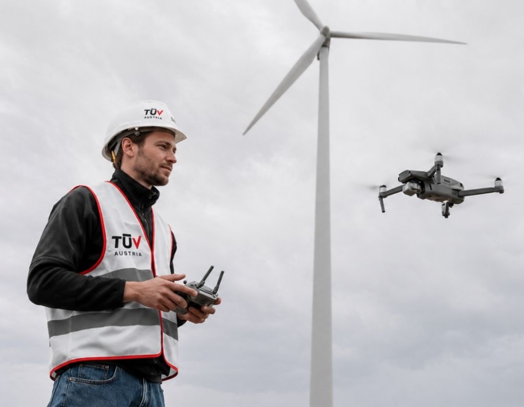 Inspeção com drone industrial